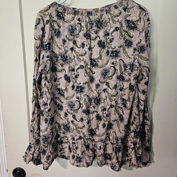 Jessica Simpson Pink Blue Floral Peasant Blouse - Picture 4 of 7